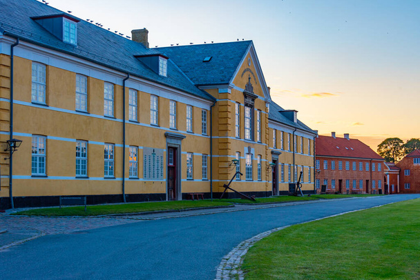 Colorful houses at the Krongborg castle in Denmark. - Фото, изображение