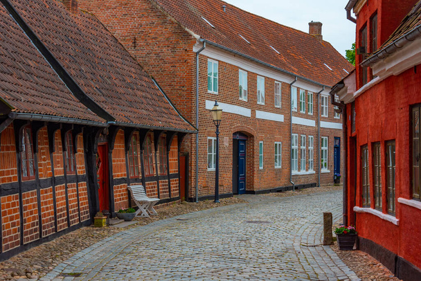 Historical street in the center of Ribe, Denmark. - 写真・画像