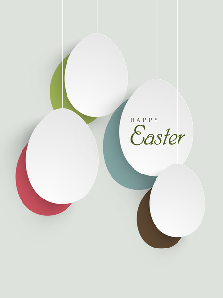 Hanging eggs for Happy Easter celebration. - Vector, Imagen