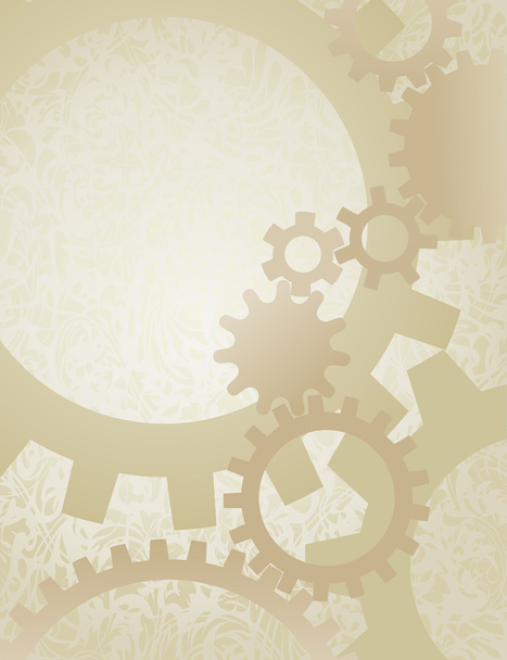 Steampunk Gears Background on Parchment - Διάνυσμα, εικόνα