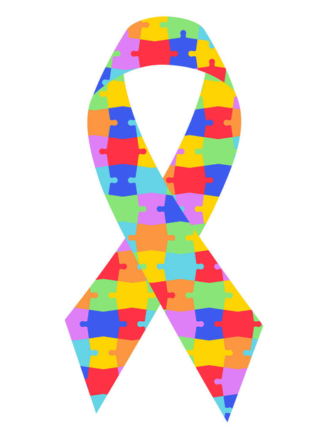 Isolated of autism awareness ribbon, flat vector illustration. - Vecteur, image