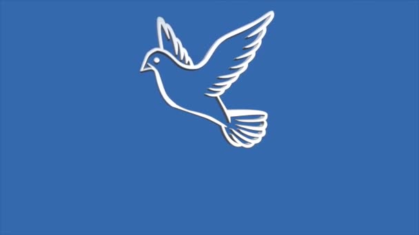 Vídeo de animación sobre el día internacional del multilateralismo y la diplomacia por la paz con el logotipo de las aves 3d y 3d texto sobre fondo azul - Metraje, vídeo