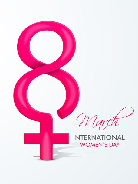 Glossy text with symbol for International Women's Day. - Vetor, Imagem