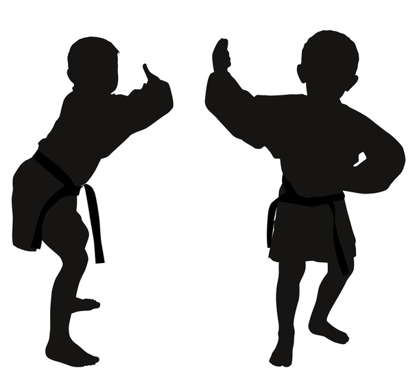 Silhouettes of two little boys - Vector, Image