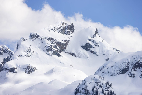 Sky Pilot Mountain covered in Snow. Canadian Landscape Nature Background. Squamish, BC, Canada. - 写真・画像