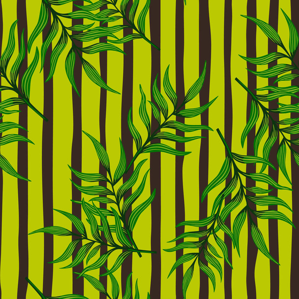 Papel de parede folha de samambaia. Abstrato exótico planta sem costura padrão. Padrão de folhas de palma tropical. Textura botânica. Fundo floral. Design para tecido, impressão têxtil, envoltório, tampa. Ilustração vetorial - Vetor, Imagem