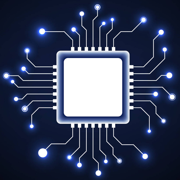 Cpu. Microprocessor isolated on white background. Microchip. Circuit board. Vector illustration. Eps 10 - Vector, imagen