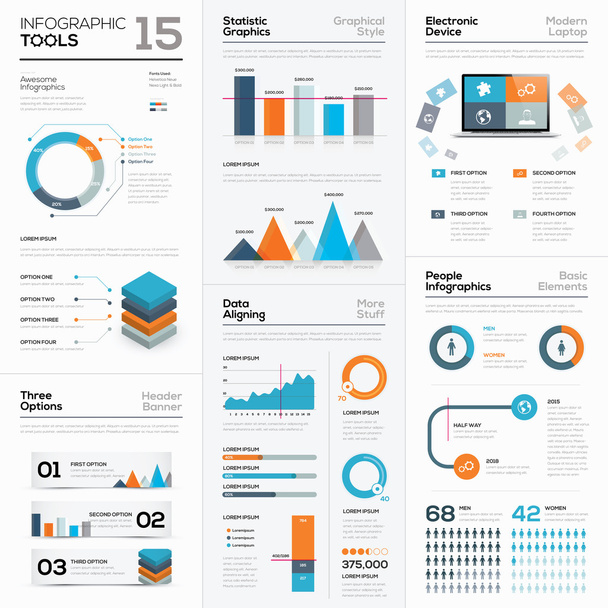 Modern infographic business elements and vector tools - Vektor, Bild
