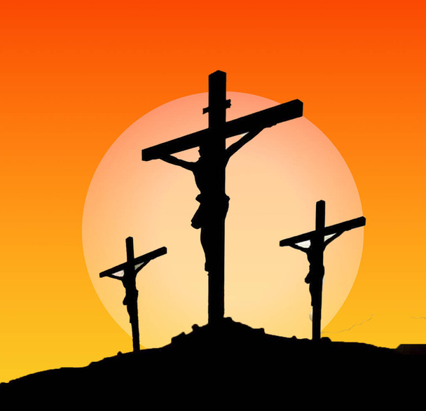 три святых креста недели в оранжевом фоне - Фото, изображение