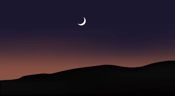 Mond am Nachthimmel Schöne nächtliche Landschaft - Vektor, Bild