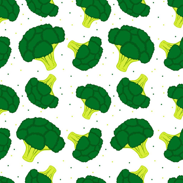 patrón sin costuras con brócoli dibujado a mano. ilustración vectorial - Vector, imagen