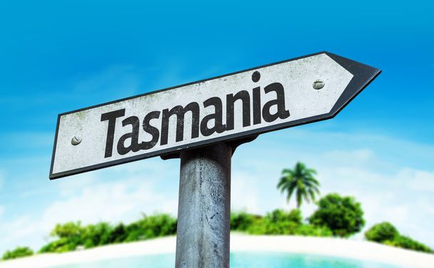Texto Tasmânia no sinal
 - Foto, Imagem