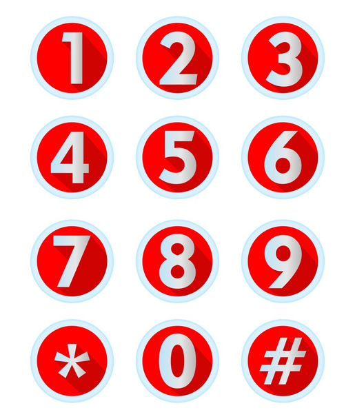 数字とモダンなフラット デザインのコンピューター シンボルのセット  - ベクター画像