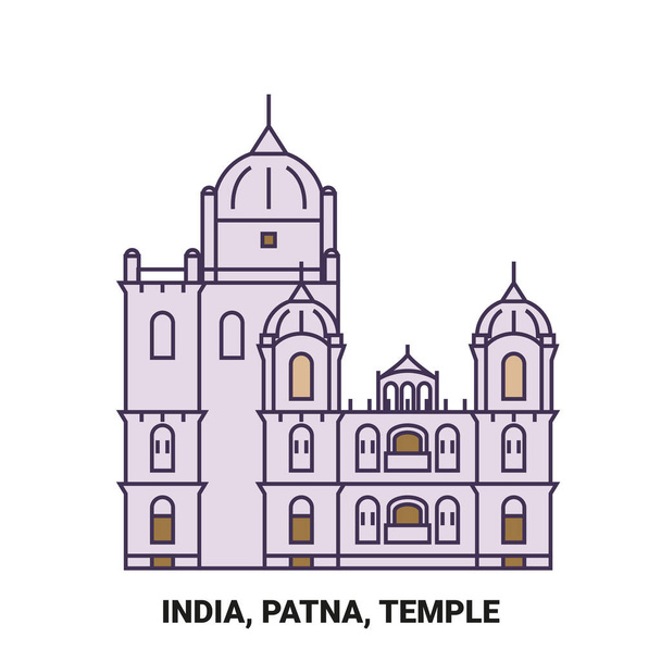 India, Patna, Travels Landsmark travel landmark line vector illustration - Вектор,изображение