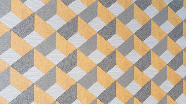 Hintergrund mit 3D-Form Mosaik-Würfel quadratisch abstrakt grau orange Muster Tapete - Foto, Bild