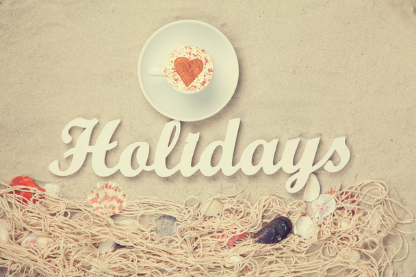 Cup and word Holidays - Foto, Imagen