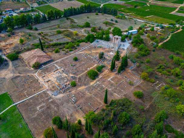 Panorama of temple of Zeus at ancient Nemea complex in Greece. - Photo, Image