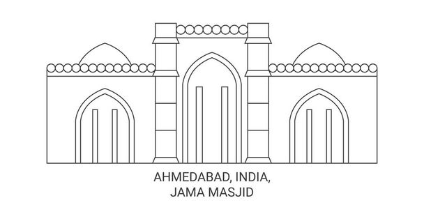 India, Ahmedabad, Jama Masjid, travel landmark line vector illustration - Vektori, kuva
