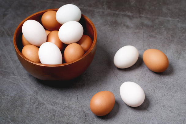 Top view egg yolk and egg white high protein good for body  - Fotó, kép