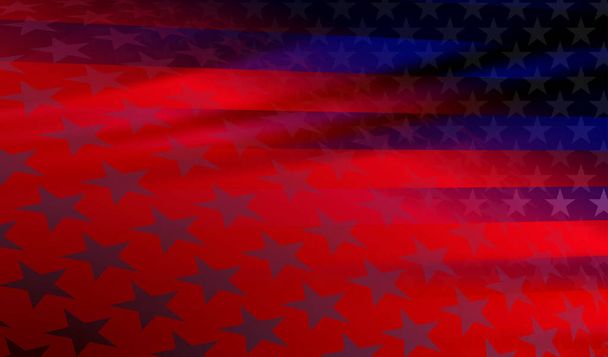 Abstract Bandeira dos EUA em tonalidade azul e vermelha com feixes escuros de luz. - Vetor, Imagem