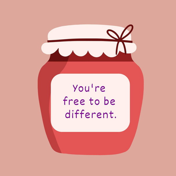 Red Cute Quote in Jar Illustration - Foto, imagen