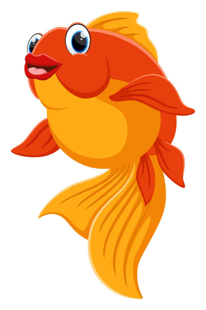 Ilustração vetorial de desenhos animados bonito peixe dourado, isolado em branco - Vetor, Imagem