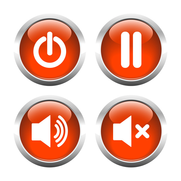 Set of buttons for web, audio, power, pause. - Вектор,изображение