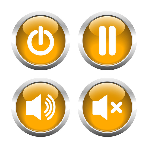 Set of buttons for web, audio, power, pause. - Vector, imagen
