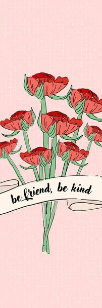 Pink rose flower be friend be kind bookmark - Zdjęcie, obraz