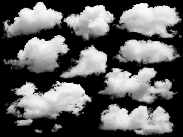 Conjunto de nubes aisladas sobre negro
. - Foto, Imagen
