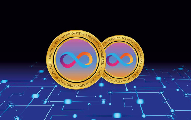 the internet computer virtual currency logo. 3d illustrations. - Фото, изображение
