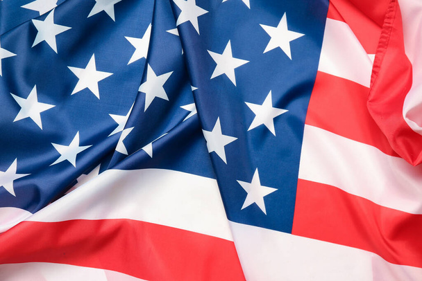 USA flag as background, closeup. Memorial Day celebration - Foto, afbeelding