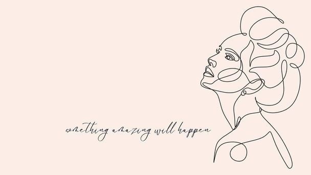 Pink Woman Line Art Motivational Desktop Wallpaper - Фото, изображение