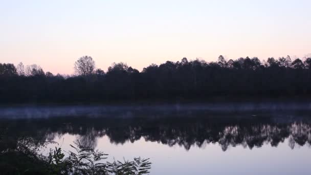 Gra mgła nad rzeką w sunrise. Upływ czasu - Materiał filmowy, wideo