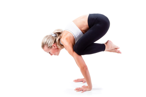 Sport Series: yoga . Crow Pose - Zdjęcie, obraz