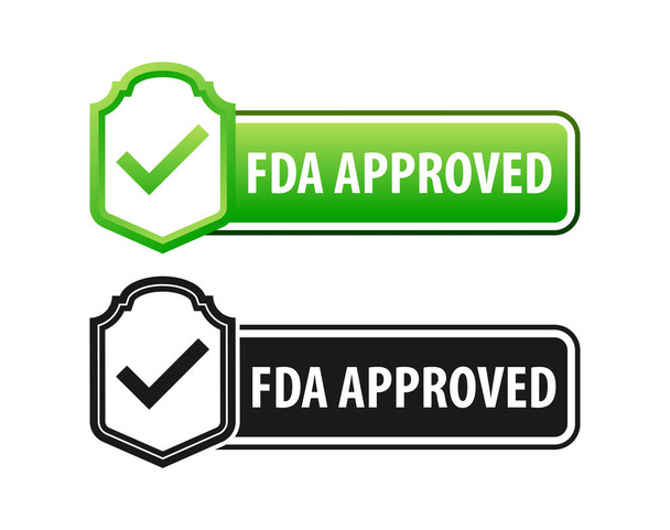 Fda Etiket 'i onayladı. FDA kalite ve güvenlik sigortasını onayladı. Vektör illüstrasyonu - Vektör, Görsel