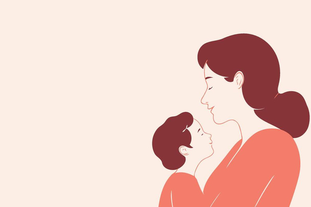 mothers day woman with son minimalistic vector illustration - Vector, Image
