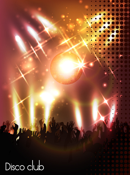 Crowd of people, silhouettes in night club - Vector, Image