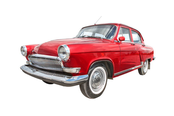 carro vintage vermelho isolado no branco - Foto, Imagem