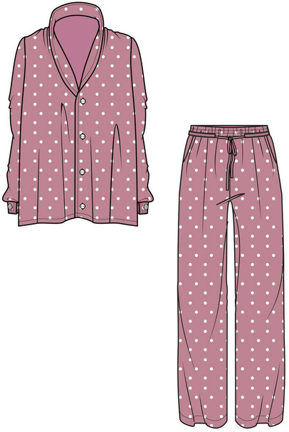 векторная иллюстрация женского пижамного набора - Вектор,изображение