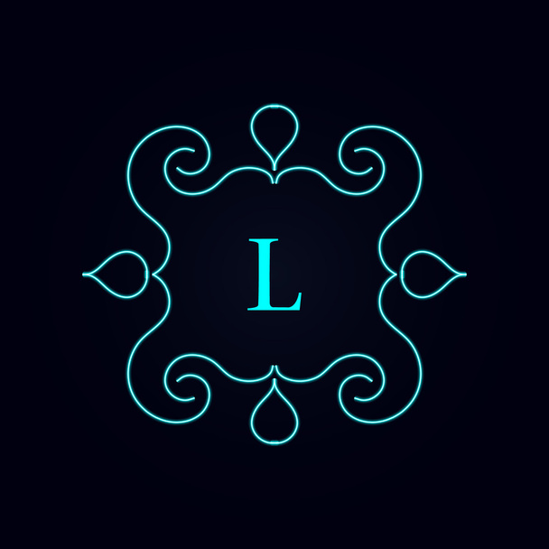 Монограмма каллиграфии цветочный дизайн, буквы логотипа винтажного рисунка l
 - Вектор,изображение