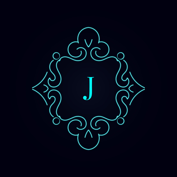 Монограмма каллиграфии цветочный дизайн, буквы логотипа винтажного рисунка j
 - Вектор,изображение