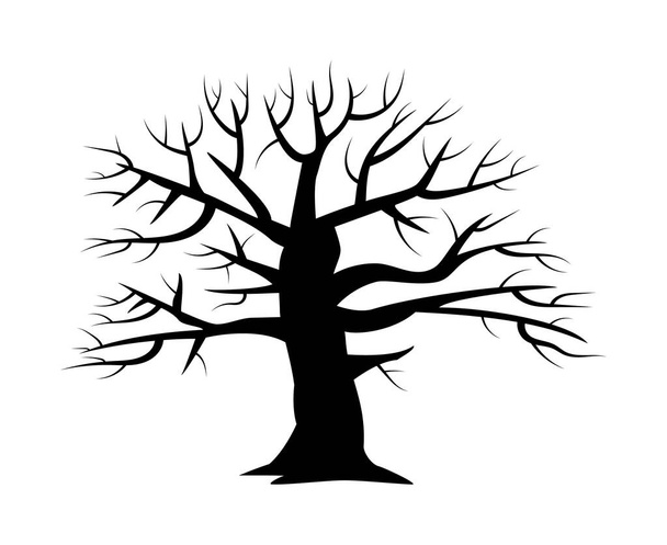 Drawn vector silhouette of oak trunk. Nature and ecology. Isolated vector silhouette of oak trunk on a white background for social networks, posters, cards and more. Vector illustration. - Vetor, Imagem
