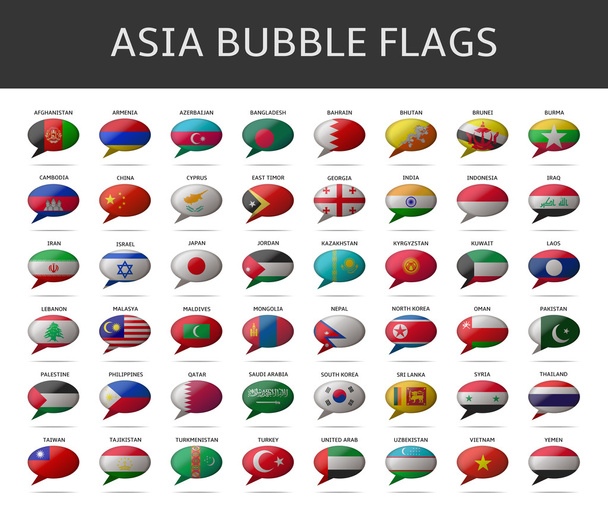 asia bubble flags vector - Vector, Image