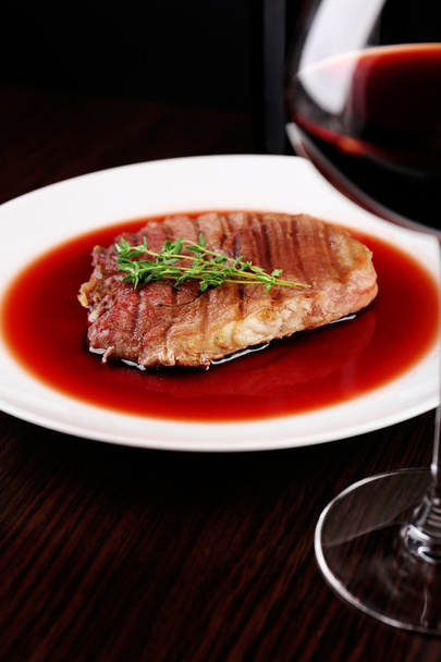 grilled steak in wine sauce - Photo, Image