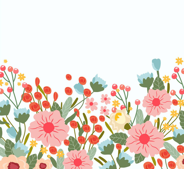 Renkli çiçekler ve yapraklarla nefes kesici bir afiş. Kavram doğayı kurtarır. Sosyal afişler, kartlar, logolar, afişler için uygun, Anneler Günü veya Kadınlar Günü gibi özel günler - Vektör, Görsel