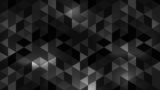 Dark abstract background, black triangle pattern. Vector geometric modern design. Shaded template texture with shape mosaic. Illustration of decoration cover, banner, and element. - Vector, afbeelding