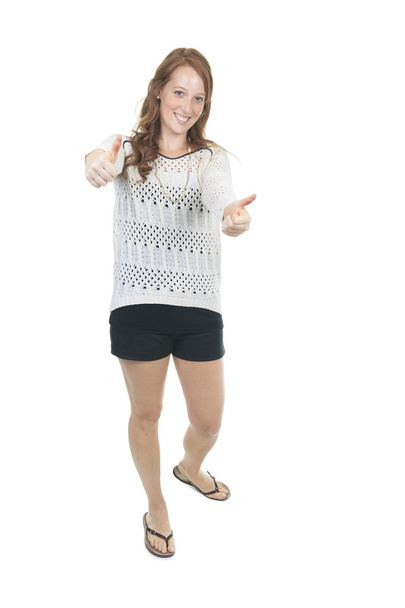 Young woman with thumbs up - Foto, Imagem