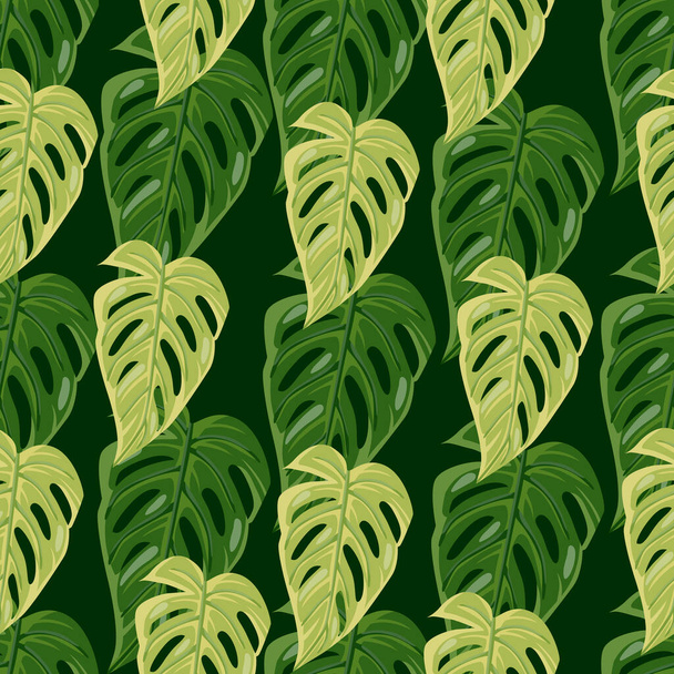 Jungle leaf seamless pattern. Exotic botanical texture. Floral background. Decorative tropical palm leaves wallpaper. Design for fabric, textile print, wrapping, cover. Vector illustration - Vektör, Görsel