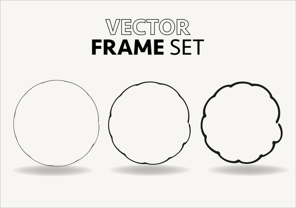 Handgetekende cirkels schets frame vector set. Rondjes krabbellijn cirkels. Vector illustraties. - Vector, afbeelding